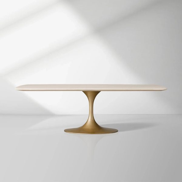 Aero Marble Stone Top Dining Table with Launette Steel Base Luxury Tulip Dining Table - Image 8