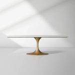 Aero Marble Stone Top Dining Table with Launette Steel Base Luxury Tulip Dining Table - Image 9