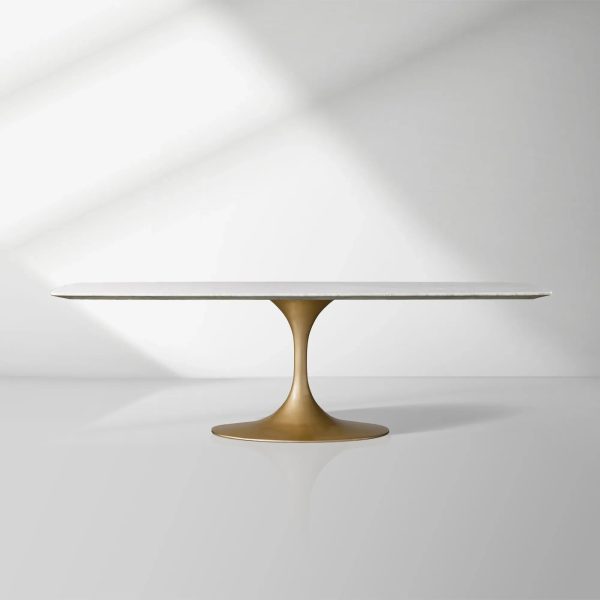 Aero Marble Stone Top Dining Table with Launette Steel Base Luxury Tulip Dining Table - Image 9