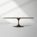 Aero Marble Stone Top Dining Table with Launette Steel Base Luxury Tulip Dining Table