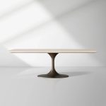 Aero Marble Stone Top Dining Table with Launette Steel Base Luxury Tulip Dining Table - Image 5