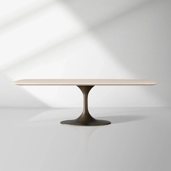 Aero Marble Stone Top Dining Table with Launette Steel Base Luxury Tulip Dining Table - Image 5