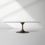 Aero Marble Stone Top Dining Table with Launette Steel Base Luxury Tulip Dining Table - Image 6