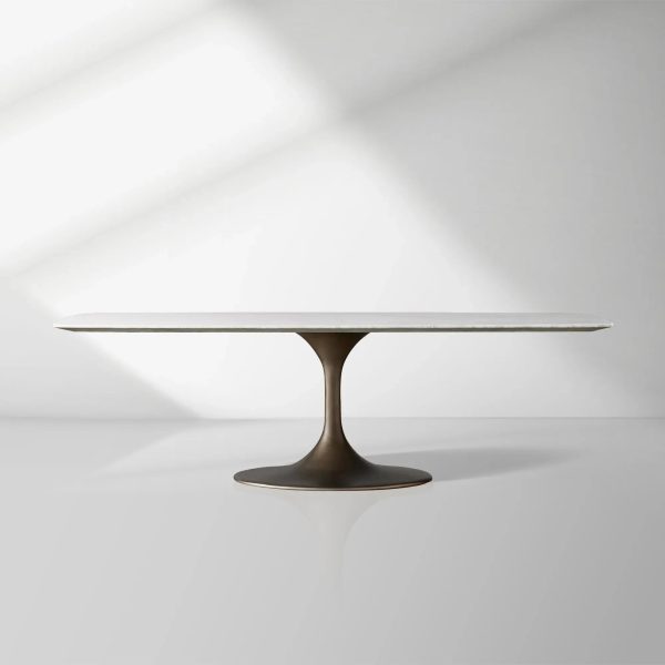 Aero Marble Stone Top Dining Table with Launette Steel Base Luxury Tulip Dining Table - Image 6