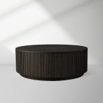 Finnley Round Wood Coffee Table Modern Sofa Center Tea Table with Reeded Detailing