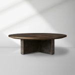 Pola Wood Round Coffee Table Wabi-Sabi Living Room Center Tea Table