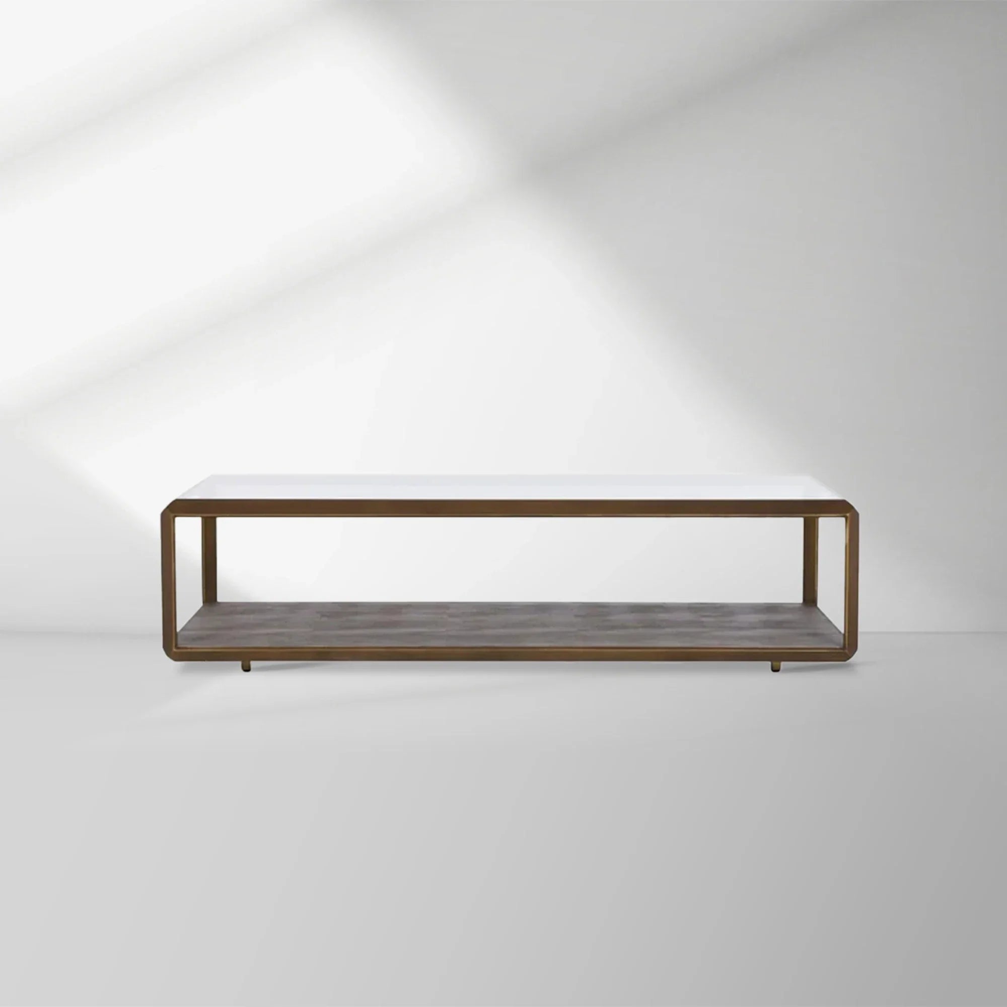 2000x2000_20251009_CT_1_a550851e-1b41-4f25-92cd-ee68ffe87a9b.jpg Max Rectangular Glass Coffee Table Faux Shagreen Living Room Center Tea Table - Image 1