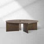 Bowie Hammered Cast Coffee Table Aluminum Sofa Center Tea Table in Antiqued Bronze