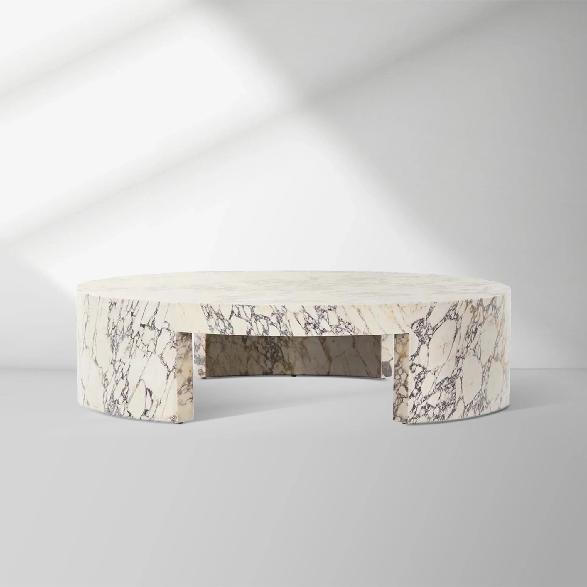 2000x2000_20251009_CT_1_c6d211d1-fd71-4dc9-bef8-5d3fa16be921.jpg Veneta Round Carrara Marble Coffee Table Living Room Wood Center Tea Table - Image 1