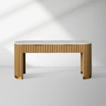 Finnley Stone Top Storage Console Solid Wood Hallway Entryway Table Entrance Cabinet With Drawers
