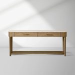 Danny Marble Top Entryway  Console Table Wtih Storage Drawers Oak Wood Hallway Entrance Table