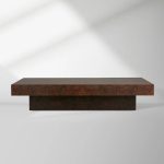 Cinzia Rectangle Burl Coffee Table Plinth-style Base Cocktail Table Wood Sofa Center Tea Table