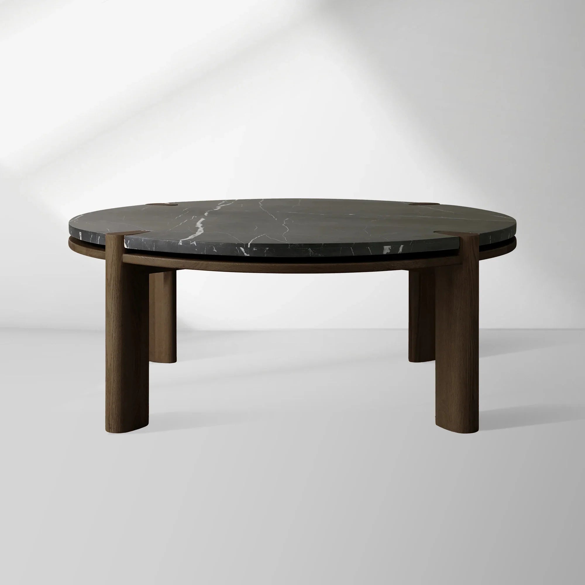 2000x2000_20251113_HL_1_13439f85-a598-46dd-ae14-695c6982652d.jpg Pyet Round Marble Top Coffee Table Oak Wood Base Cocktail Table Living Room Center Tea Table - Image 1