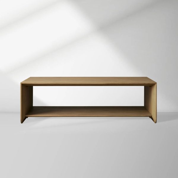 Felton Minimalist Coffee Table Oak Cocktail Table Rural Living Room  Wood Center Tea Table - Image 5