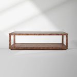 Corey Mappa Burl Wood Coffee Table Glass Tabletop Cocktail Table Rectangle Sofa Center Tea Table