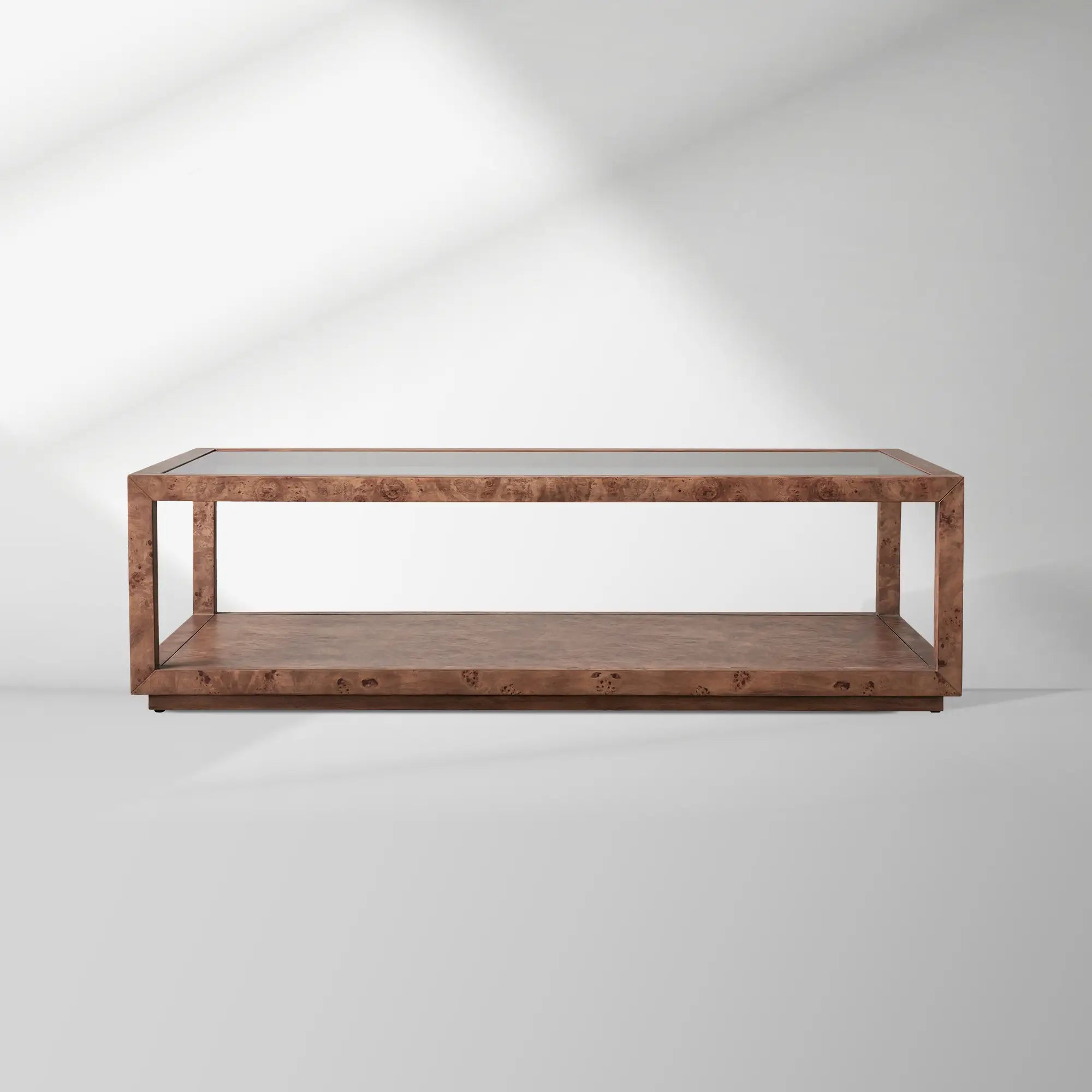 2000x2000_20251113_HL_1_329e6f8b-a0b4-4243-ad26-1031dcd6d628.jpg Corey Mappa Burl Wood Coffee Table Glass Tabletop Cocktail Table Rectangle Sofa Center Tea Table - Image 1
