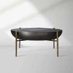 Donovan Cast Aluminum Coffee Table Round Living Room Cocktail Table Metal Top Center Tea Table