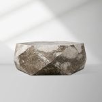 Lysa Natural Onyx Coffee Table Unique Wood Frame Cocktail Table Living Room Center Geometric Tea Table
