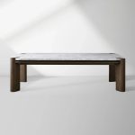 Pyet Marble Coffee Table Oak Wood Base Cocktail Table Elegance Living Room Center Tea Table - Image 5