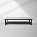 Danny Marble Top Coffee Table Oak Wood Cocktail Table Living Room Rectangle Center Tea Table - Image 8