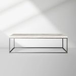 Arielle Rectangle Coffee Table Fossilized Clamshell Top Cocktail Table Iron Base Sofa Center Tea Table