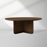 Felton Oak Wood Round Coffee Table Wood Center Tea Table Minimalist Rural Cocktail Table - Image 4