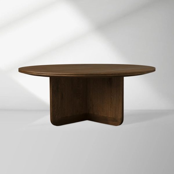 Felton Oak Wood Round Coffee Table Wood Center Tea Table Minimalist Rural Cocktail Table - Image 4