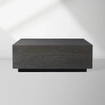 Sullivan Square Oak Coffee Table Black Wooden Plinth Cocktail Table Living Room Center Tea Table