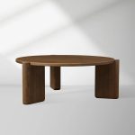 Lonelle Oak Coffee Table Round Versatile Nesting Cocktail Table Column-Style legs Center Tea Table - Image 5
