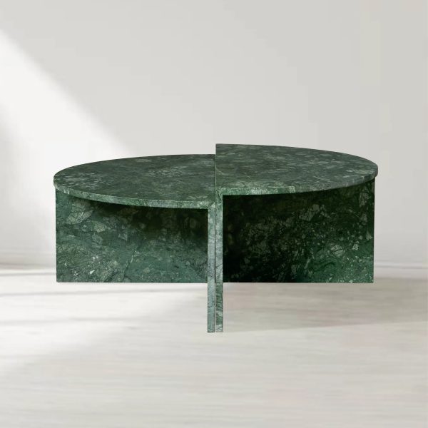 Riggs Modular Marble Circular Coffee Table Natural Stone Cocktail Table Sofa Center Tea Table - Image 5