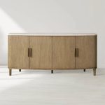 Danny Marble Top Sideboard Oak Wood Buffet Buffet Table Cabinet Country Entryways TV Cabinet - Image 8