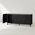 Danny Marble Top Sideboard Oak Wood Buffet Buffet Table Cabinet Country Entryways TV Cabinet - Image 2