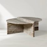 Riggs Modular Marble Circular Coffee Table Natural Stone Cocktail Table Sofa Center Tea Table - Image 2