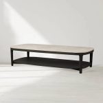 Danny Marble Top Coffee Table Oak Wood Cocktail Table Living Room Rectangle Center Tea Table - Image 11