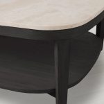Danny Marble Top Coffee Table Oak Wood Cocktail Table Living Room Rectangle Center Tea Table - Image 12