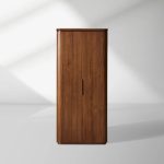 Caden Wood Door Tall Storage Cabinet Walnut Curio Display Cabinet dining Entryway China Cabinet - Image 5