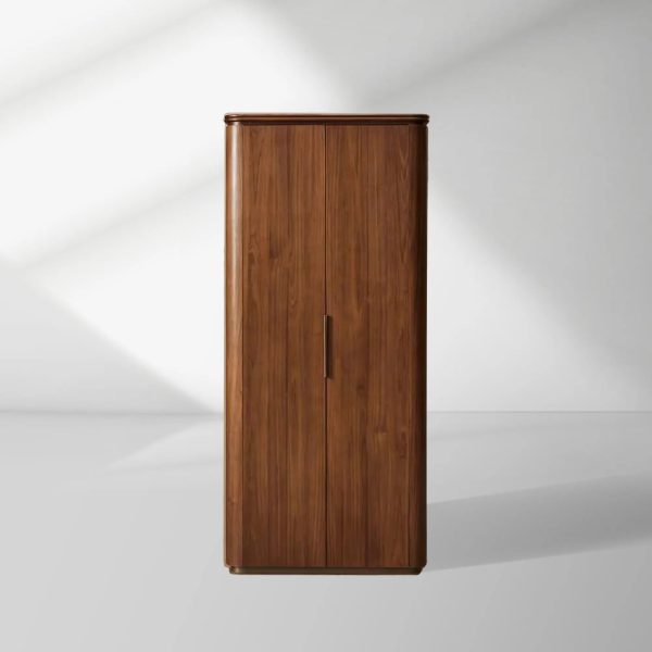 Caden Wood Door Tall Storage Cabinet Walnut Curio Display Cabinet dining Entryway China Cabinet - Image 5