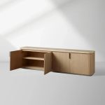 Caden Stone Top TV Stand Media Console Side Cabinet Television Storage Unit Wood Sideboard - Image 2