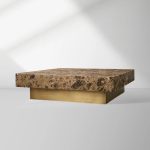 Zelie Emperador Marble Coffee Table Brushed Brass Base Cocktail Table Living Room Luxury Center Tea Table - Image 2