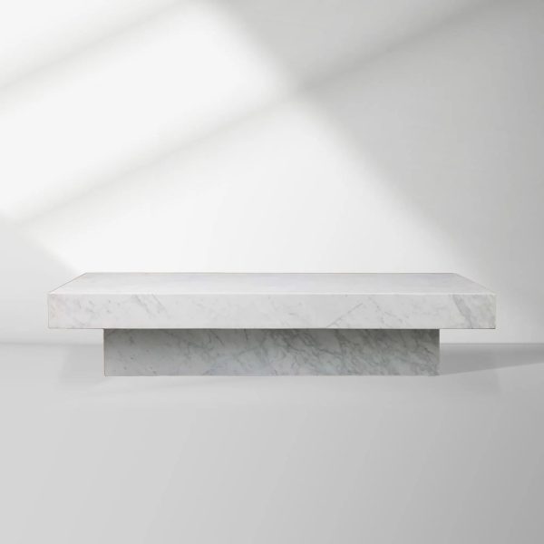 Cinzia Rectangle Stone Coffee Table Natural Marble Cocktail Table Plinth Base Sofa Center Tea Table - Image 5