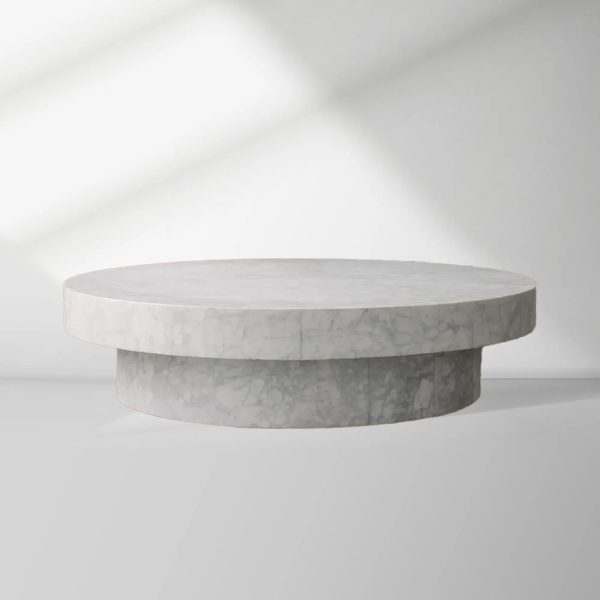 Cinzia Natural Marble Round Coffee Table Stone Cocktail Table Plinth Base Sofa Center Tea Table - Image 4