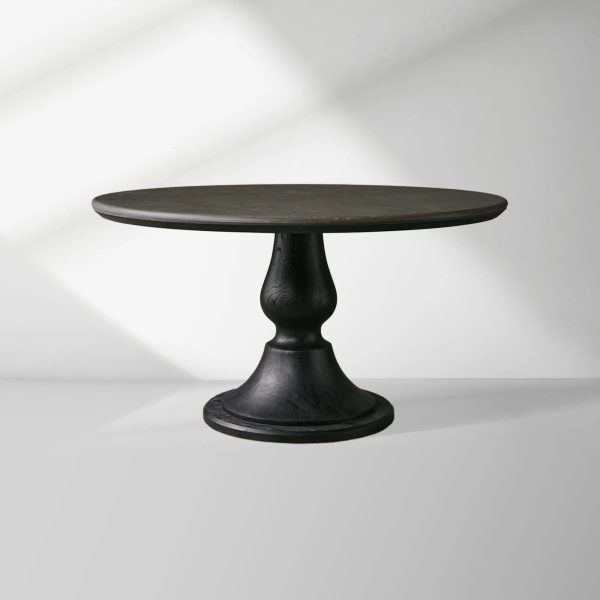 Amelia Dining Table with Marble Top & Wood Curved Base Natural Stone Dining Table - Image 7
