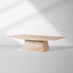 Ilaria Stone Coffee Table Beige Coralle Marble Pedestal Cocktail Table Living Room Center Tea Table - Image 2