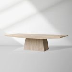 Ilaria Light Travertine Coffee Table Italian Stone Pedestal Center Tea Table Living Room Cocktail Table - Image 2