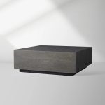 Sullivan Square Oak Coffee Table Black Wooden Plinth Cocktail Table Living Room Center Tea Table - Image 2