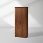 Caden Wood Door Tall Storage Cabinet Walnut Curio Display Cabinet dining Entryway China Cabinet - Image 6