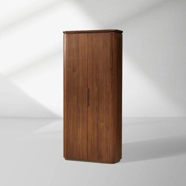 Caden Wood Door Tall Storage Cabinet Walnut Curio Display Cabinet dining Entryway China Cabinet - Image 6