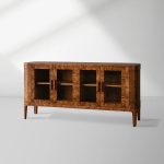 Mogadore Mappa Burl Sideboard Wood Buffet Table Living Room Entryways Glass Doors TV Cabinet - Image 2