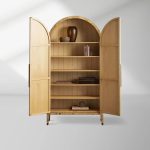 Hattie Burl Tall Cabinet Living Room Natural Wood Grain Storage Cabinet - Image 2