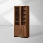 Piermont Glass Door Display Storage Cabinet Bookcase Wood Tall Curio Cabinet Dining side China Cabinet - Image 2